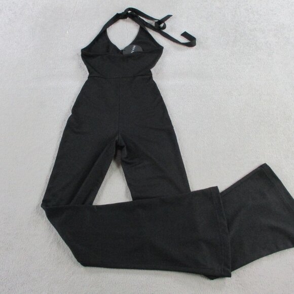 White Fox Boutique Less Talking Jumpsuit Womens XS Black Pants Tie NEW - Picture 3 of 12